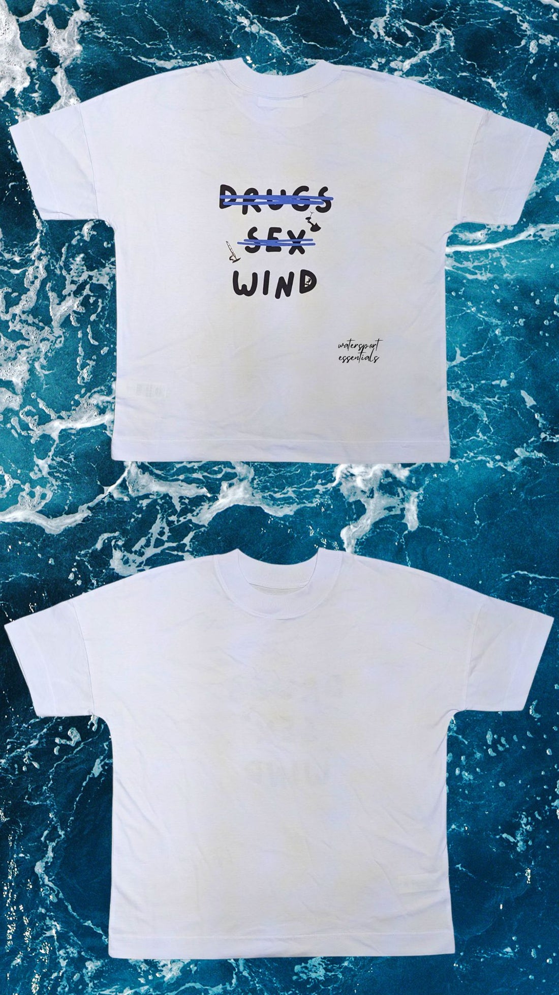 Beiges Oversized T-Shirt aus 100% Baumwolle für Kitesurfer, Wingfoiler und Windsurfer