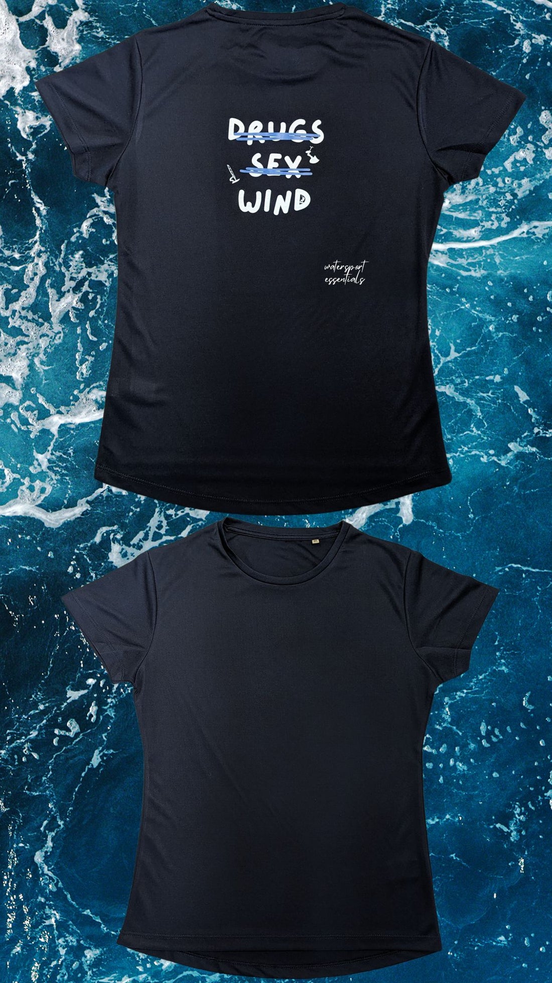 Weißes Rashguard für Frauen, aus 100% recyceltem Polyester, ideal für Kitesurfer, Wingfoiler und Windsurferinnen.